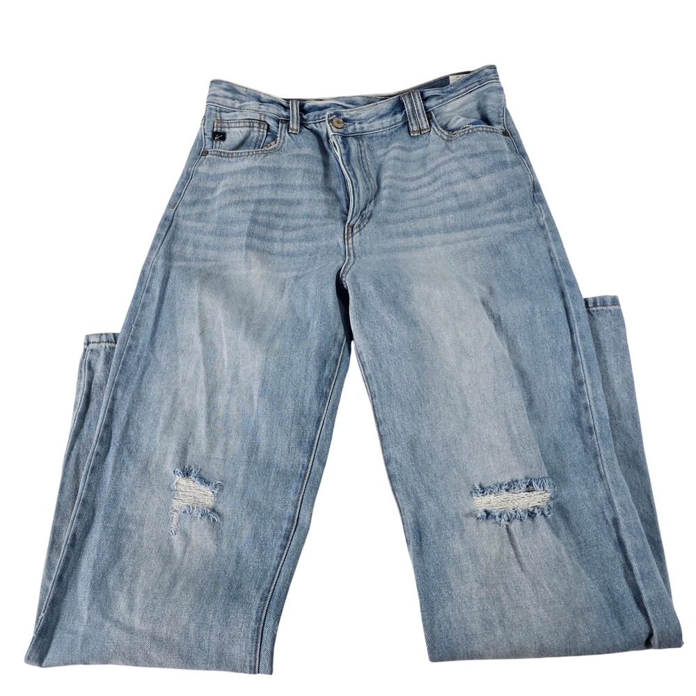 KanCan Women Light Wash Distressed High Rise Straight Leg Jeans KC7872L Sz 9/28